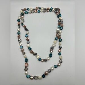 Long Multi Pearl Stranded Necklace